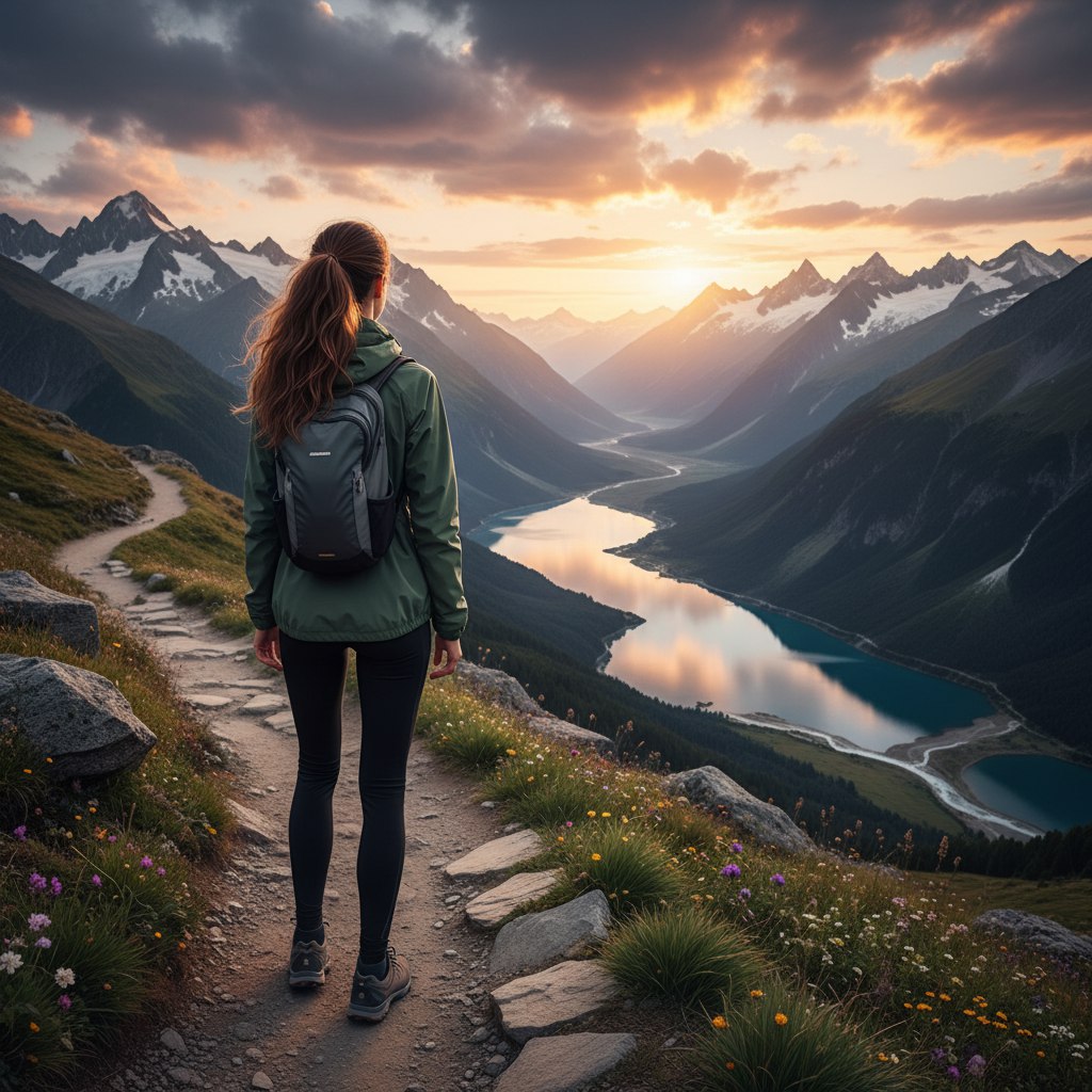 Hiking in mountains example